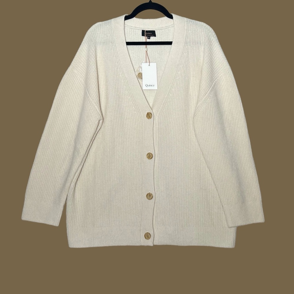 Quince Cream Ribbed Button-Up Cardigan - Picture 7 of 16